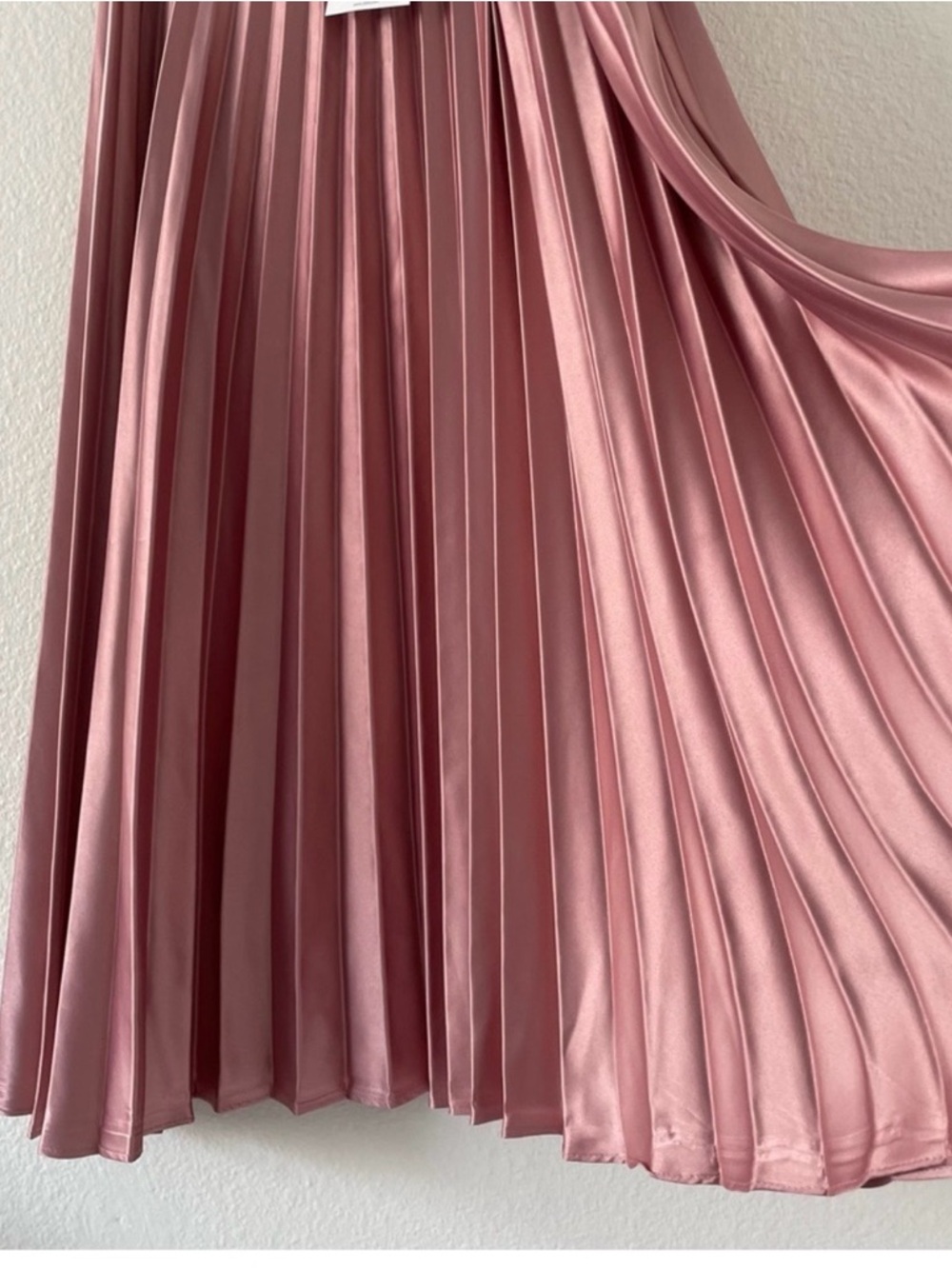 Zara Pleated Satin Midi Skirt - Rose Pink